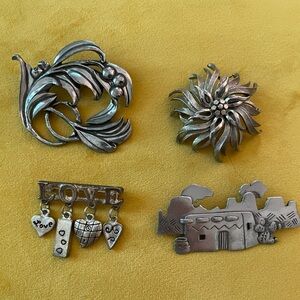 Silver Brooch Pin Set